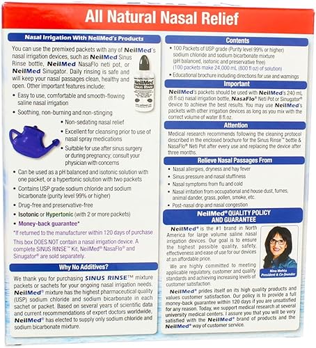Miniatura 3 de NeilMed Sinus Rinse All Natural Relief - Paquetes de repuesto premezclados 100 unidades cada uno (paquete de 3)