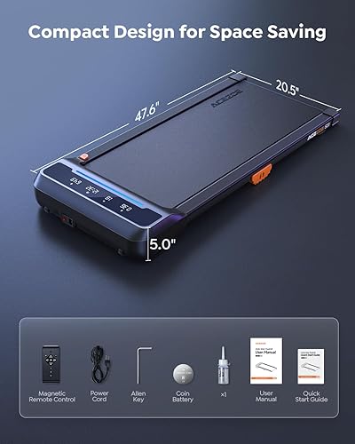 Miniatura 9 de Walking Pad Treadmill with 10% Incline, Under Desk Treadmill, Compact Portable Treadmills for Home Office, 285lbs Capacity, APP/Remote Control,