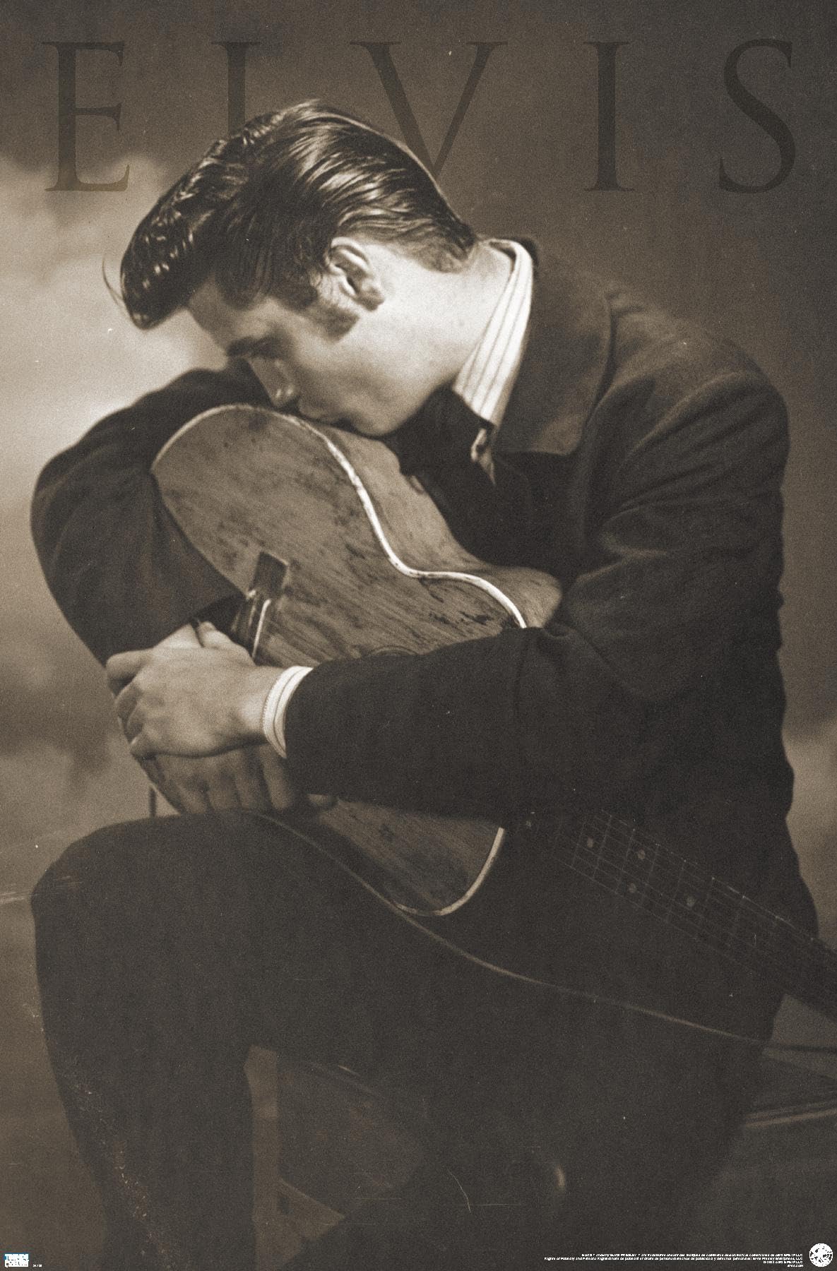 Elvis Presley - Sepia Guitar Wall Poster, 34L" x 22.4W", Premium Unframed Version
