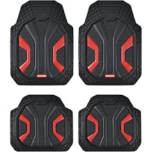 Coverado Car Floor Mats for Cars, Deep Dish All Weather Floor Mats, Car Floor Mats All Weather with Anti-Slip Backing, Car Mats Universal Trim to Fit Car Mat for Cars SUV Truck Vans 4 Pcs, Black&Red