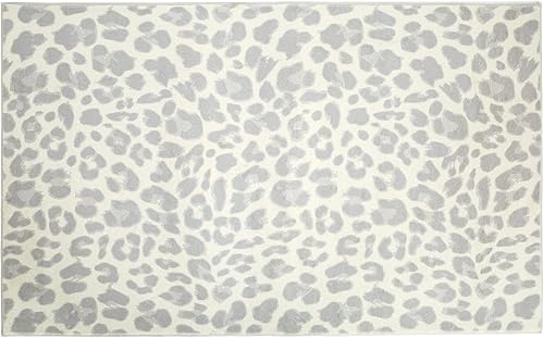 Levtex Home - Leopardo - Alfombra - 3 x 5 (36 pulgadas X 60 pulgadas) - Gris y crema - 100% poliéster - Respaldo de tela tejida - Sala, comedor,