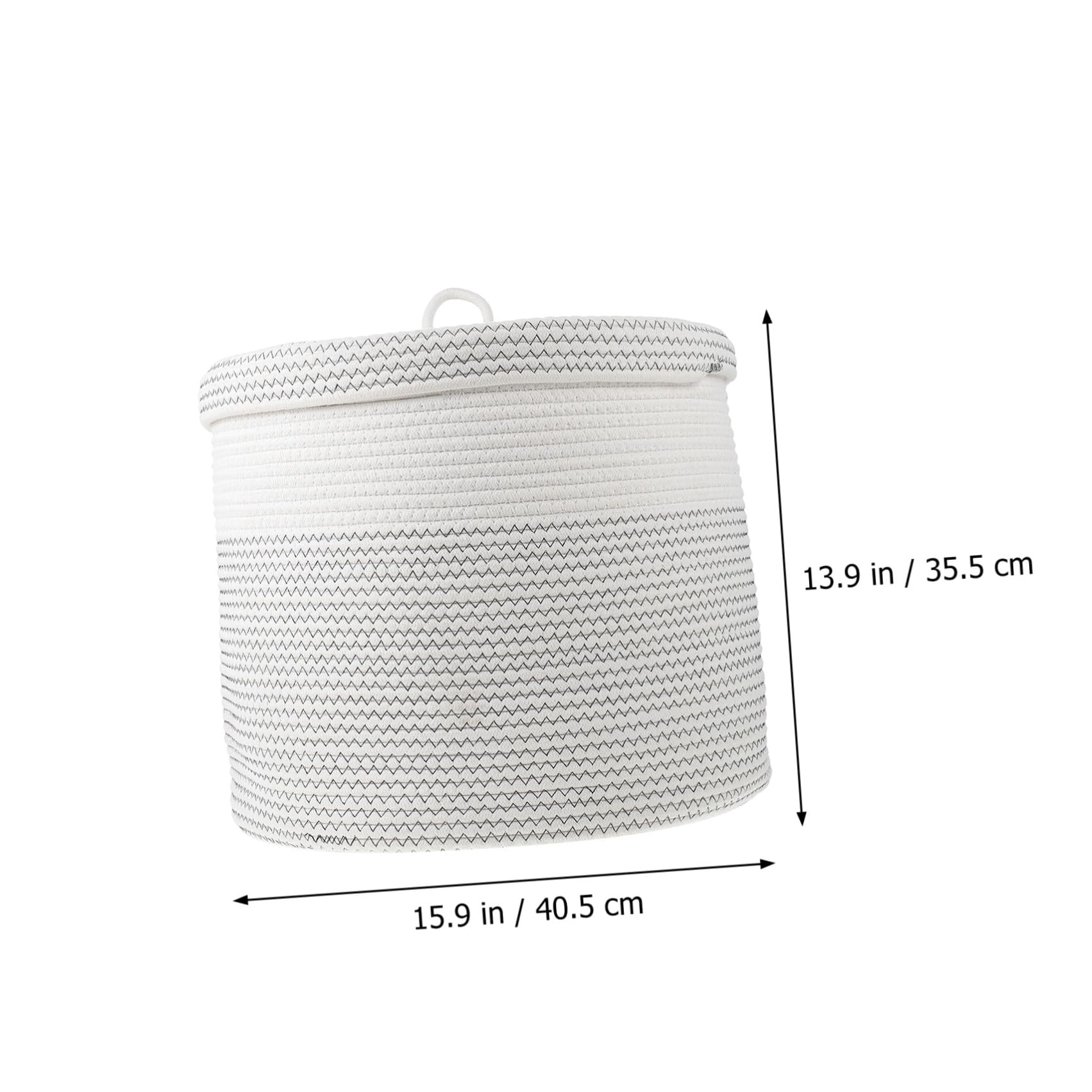 Cesta de Almacenamiento Tejida de Color Claro con Tapa 40,5x35,5 Cm | Algodón Trenzado, Ligera, para Armario y Estudio, Apta para Toallas y Material de Manualidades