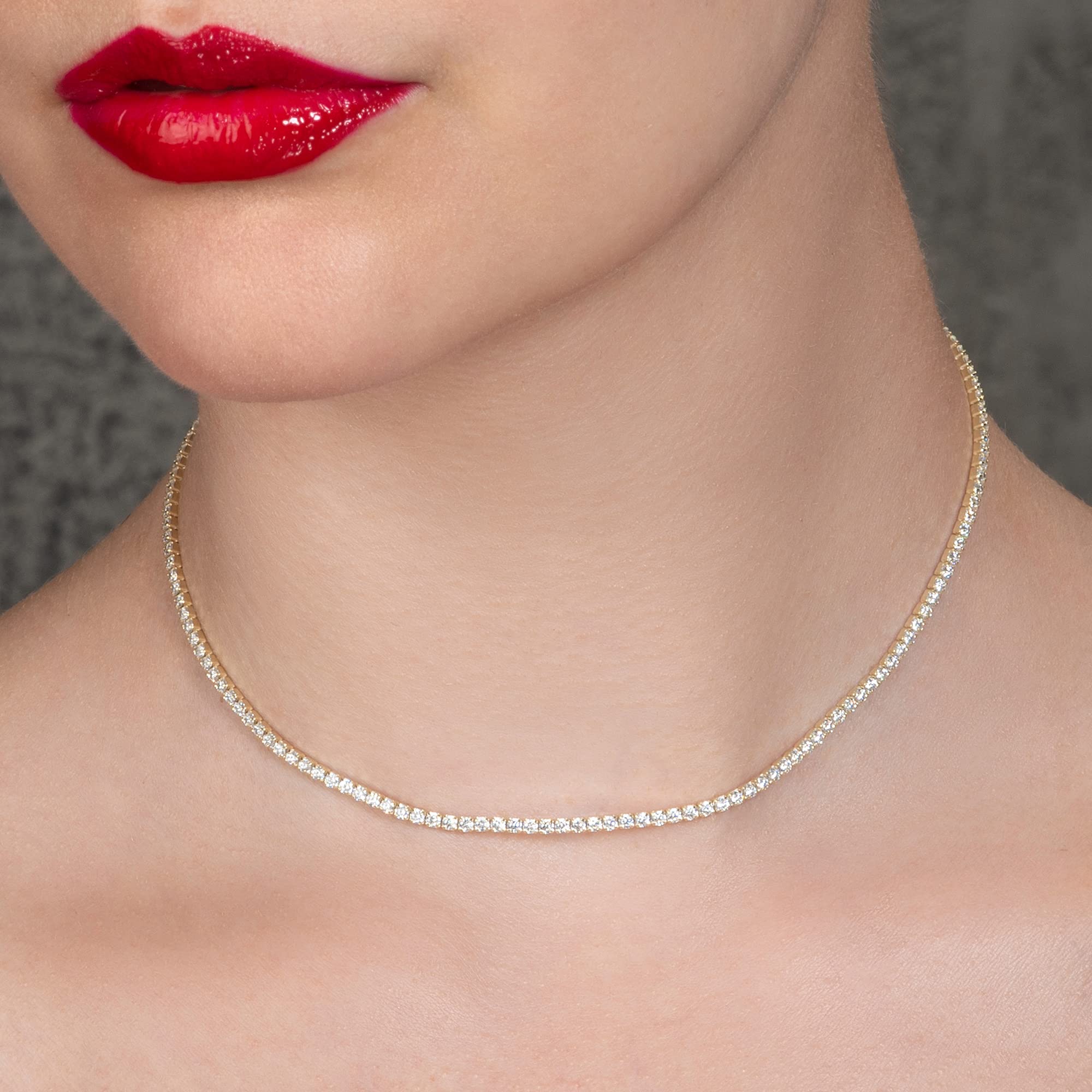 namana Collana Girocollo per Donna e Ragazza, in Argento Sterling 925, con Zirconi Cubici, Gioielli Donna, Idee Regalo per le Donne