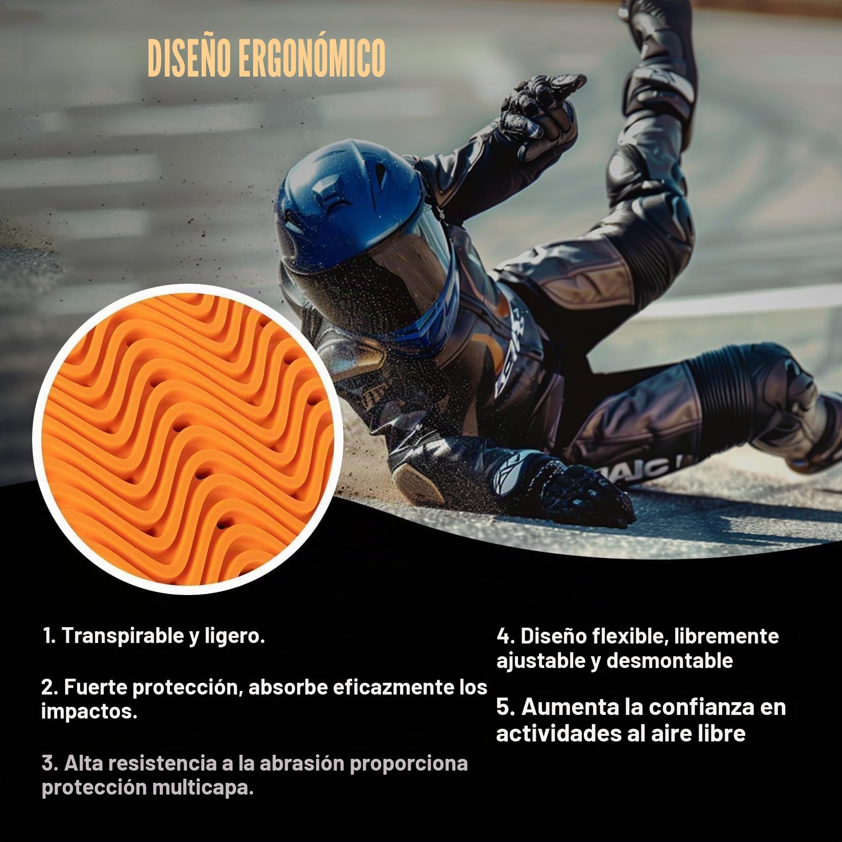 PSLER CE-2 Protecciones Moto,Protector Espalda Moto,Protección para Los Hombros y Protección para Los Codos,5 Piezas Alta Seguridad Insertos Amortiguadores para Chaquetas de Motocicleta Rodilla