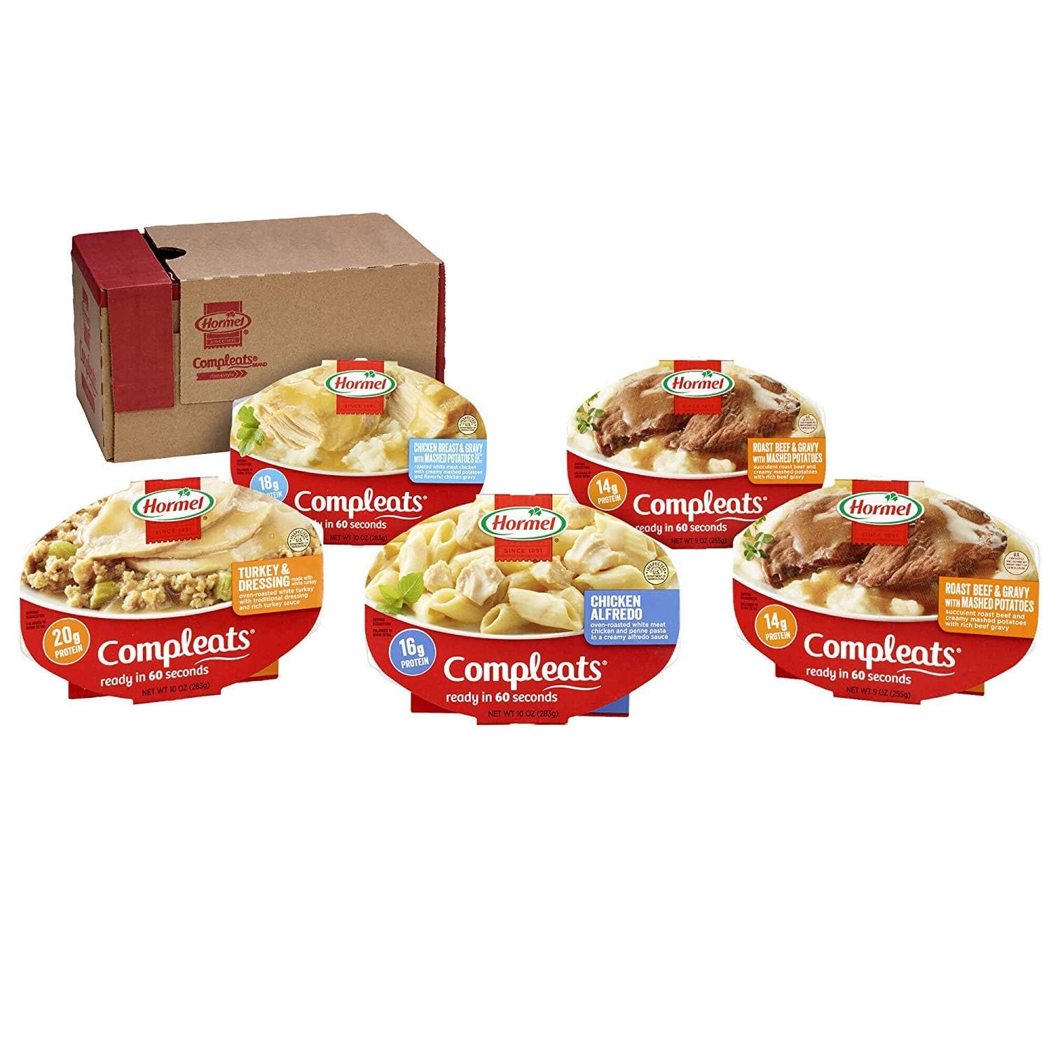 Hormel Compleats – Paquete de variedad de proteínas – comidas en microondas – no necesita refrigeración