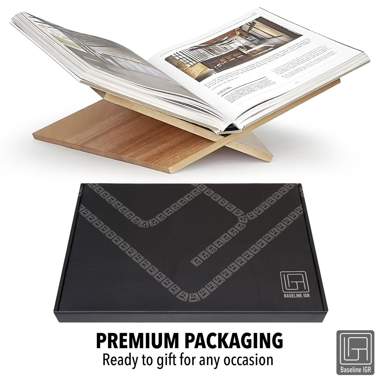 Grande leggio per libri in legno, 31,8 x 24,1 x 14 cm, angolato, in legno di mogano naturale, supporto aperto per esposizione e lettura, libri di cucina, libri d'arte, bibbie, riviste, casa e ufficio