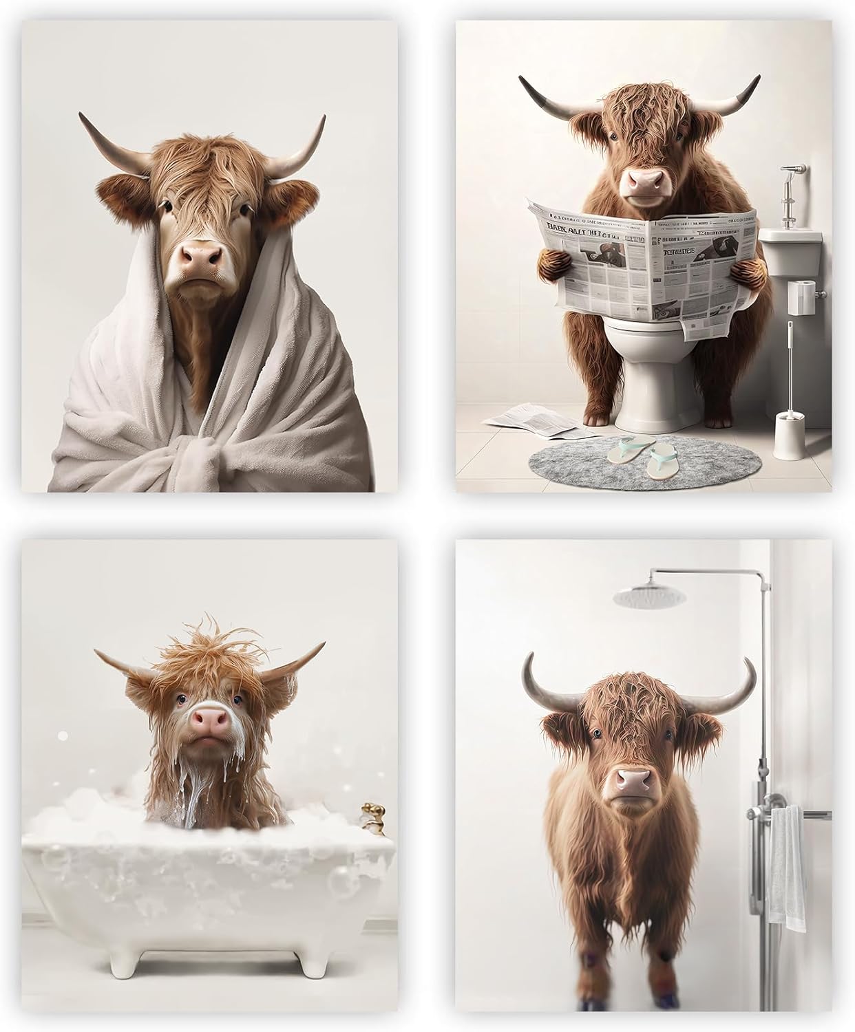Amazon.com: ZHUKEXK Funny Highland Cow Bathroom Decor Animal Bathroom ...
