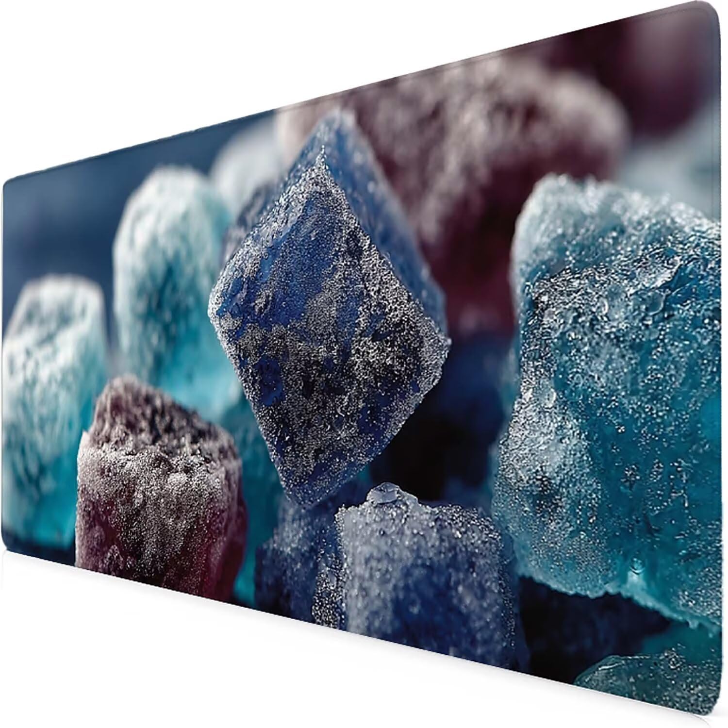 Tappetino Mouse XXL 1000x500mm Blu Mousepad cubetti di ghiaccio Tappetino Scrivania Grande, con base in Gomma Antiscivolo, Impermeabile Sottomano Scrivania per Computer, Ufficio Accessori 5-1810t
