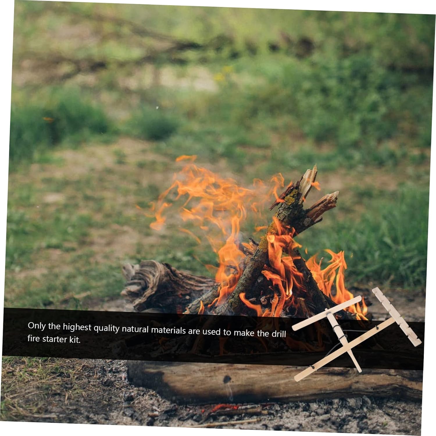 Outdoor Drill Fire Starter Tool Compact Camping Fire Equipment Easy to Use Friction Practice Tool Natural Material Starter for Outdoor Activities