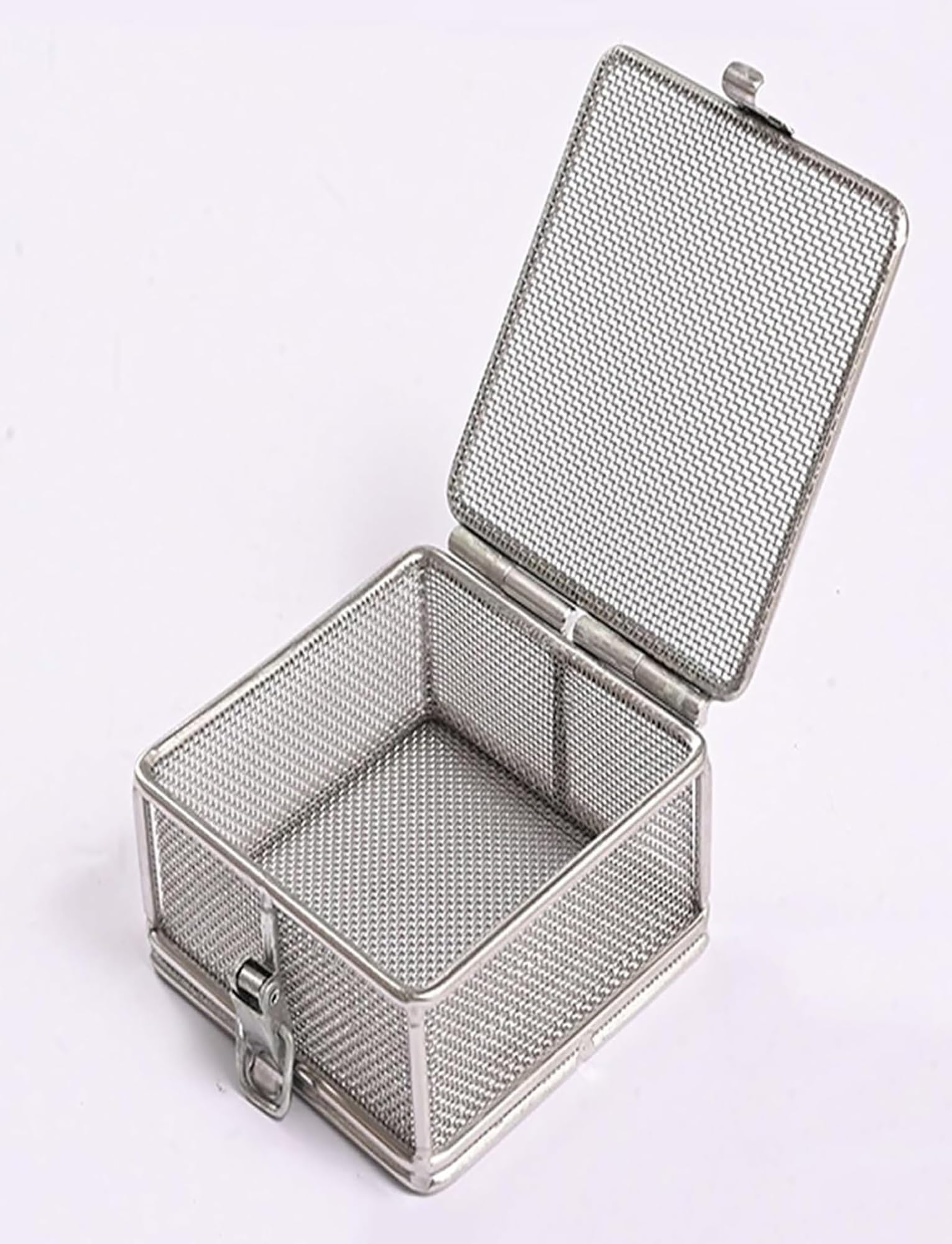 Cesta de desinfección de acero inoxidable 304,bandeja quirúrgica de malla de 1mm,cesta quirúrgica for instrumental médico con tapa,bandeja médica(12x12x5cm/4.72x4.72x1.97in)