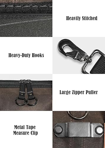 Miniatura 8 de WELKINLAND Bolsa de herramientas de lona encerada de 45 bolsillos, Bolsa de herramientas de electricista resistente de 16 pulgadas, Bolsas de