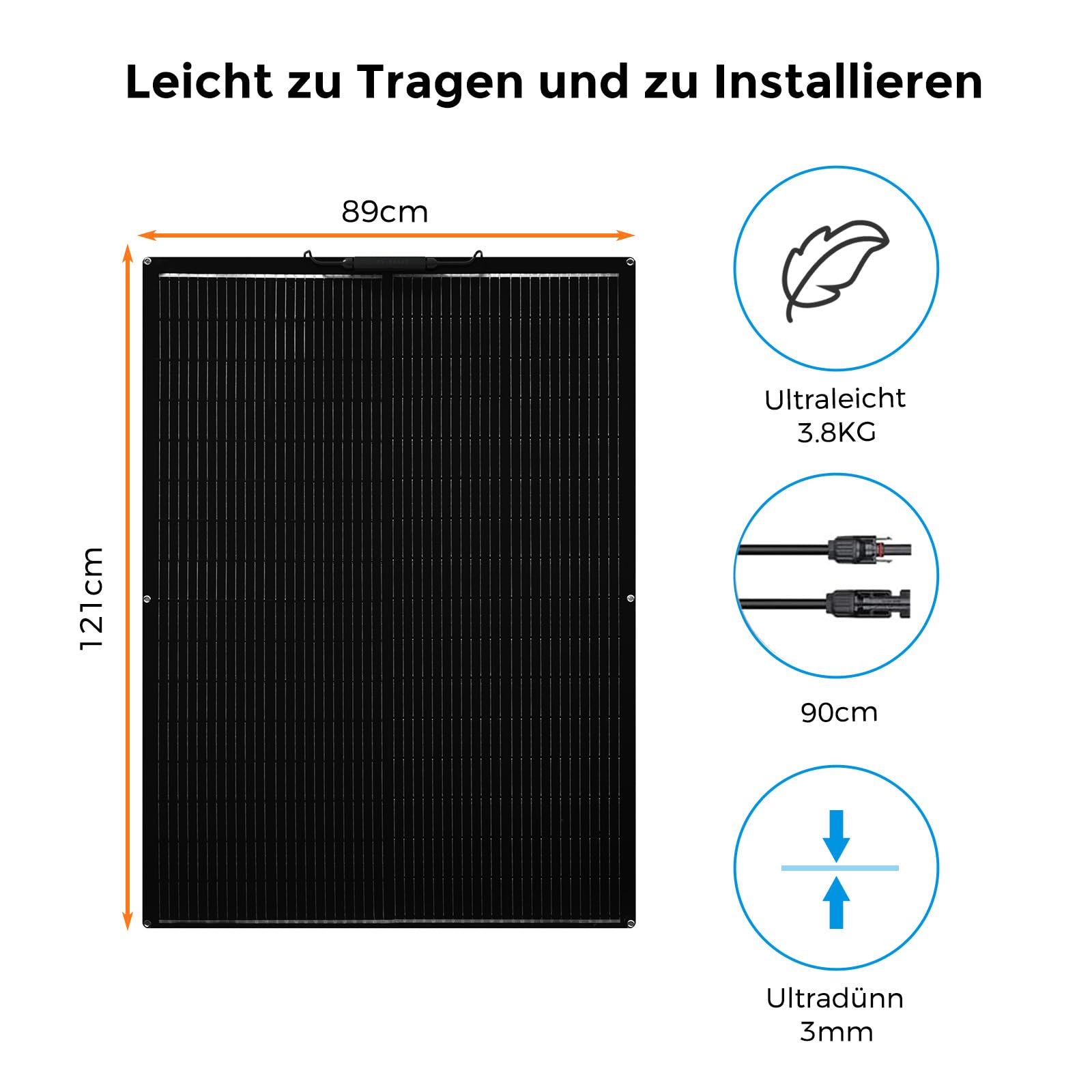 Flexibles Solarpanel 400W, 12V Monokristallines Solarmodul Flexibel 400Watt Wohnmobil für 12V Batterien Balkon Wohnwagen Boot, Balkonkraftwerk 400w Flexibel Pv Module Solaranlage für Flachdach