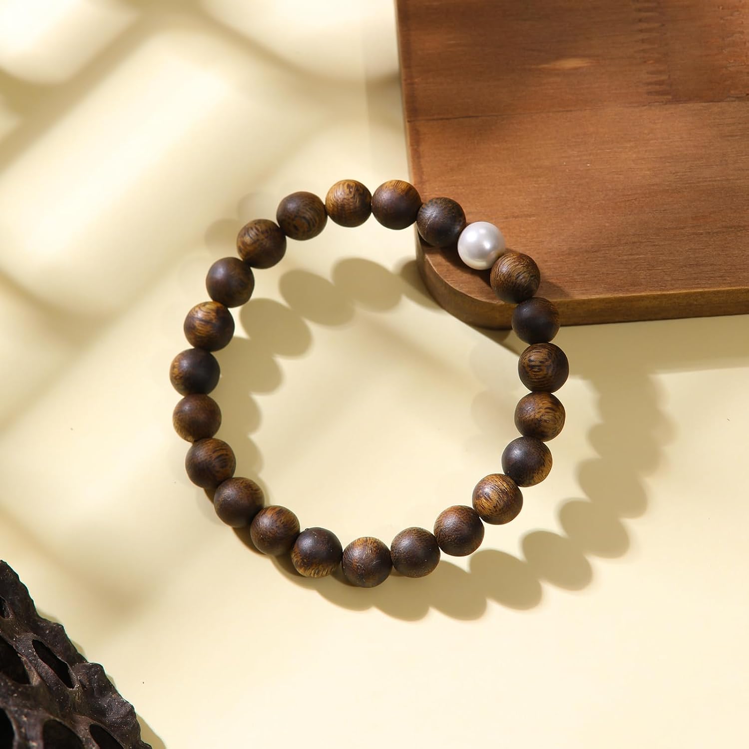 Natural Aromatic Agarwood Bracelet, Prayer Beads Tibetan Buddhism Agarwood Bead Bracelet 7mm Round Bead Diameter