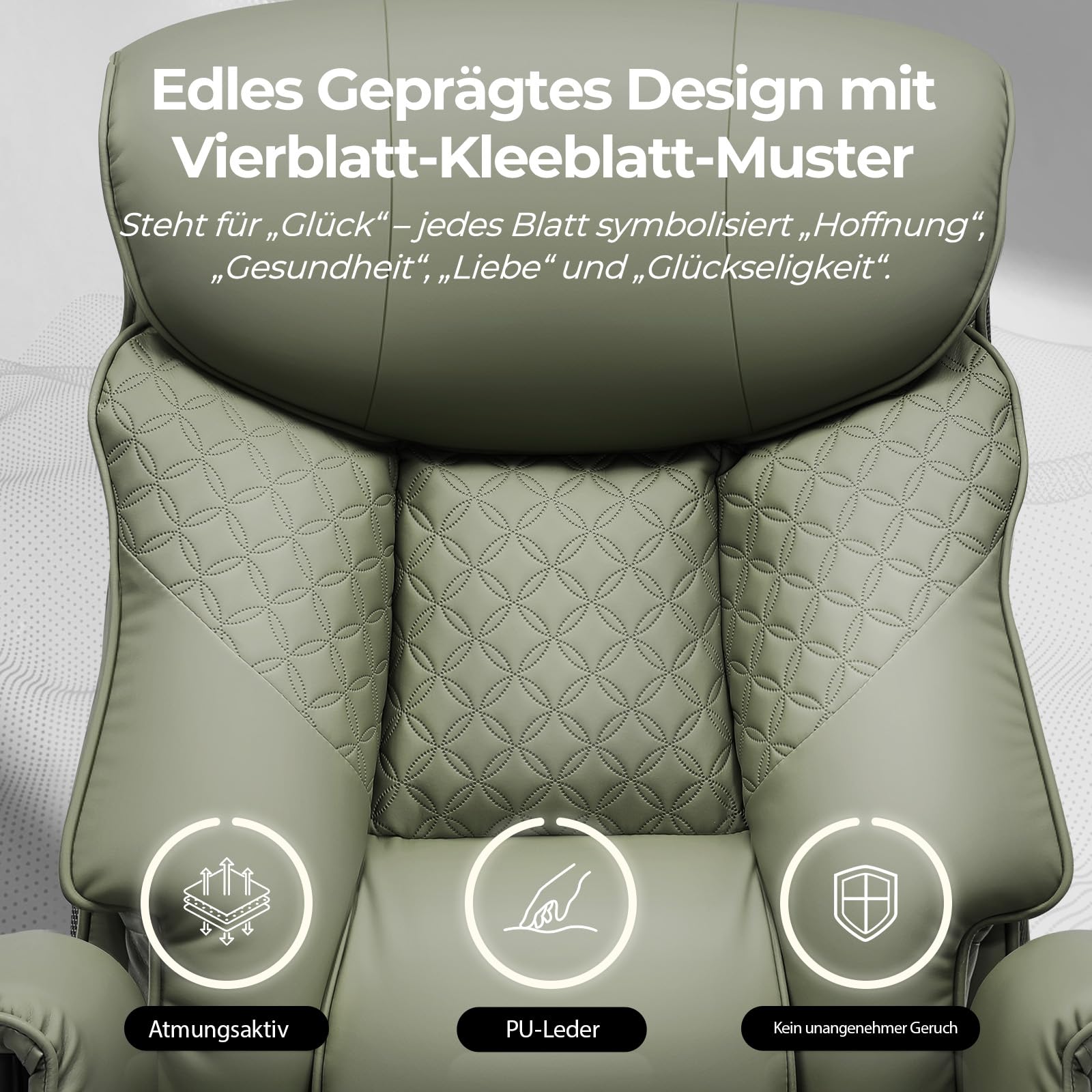 COMHOMA Gaming Stuhl für Große und Schwere Personen, ergonomischer Bürostuhl bis 180 kg, 3D Sitzkissen, verstellbar mit Fußstütze, PU-Leder, hoher Komfort für Büro & Gaming Grün