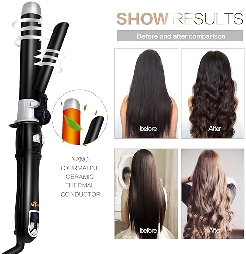 Miniatura 5 de AIKO PRO Rizador de pelo Pro Auto Spin de 1 pulgada, rizador de calor instantáneo, plancha giratoria ondulada con temperaturas ajustables de 210