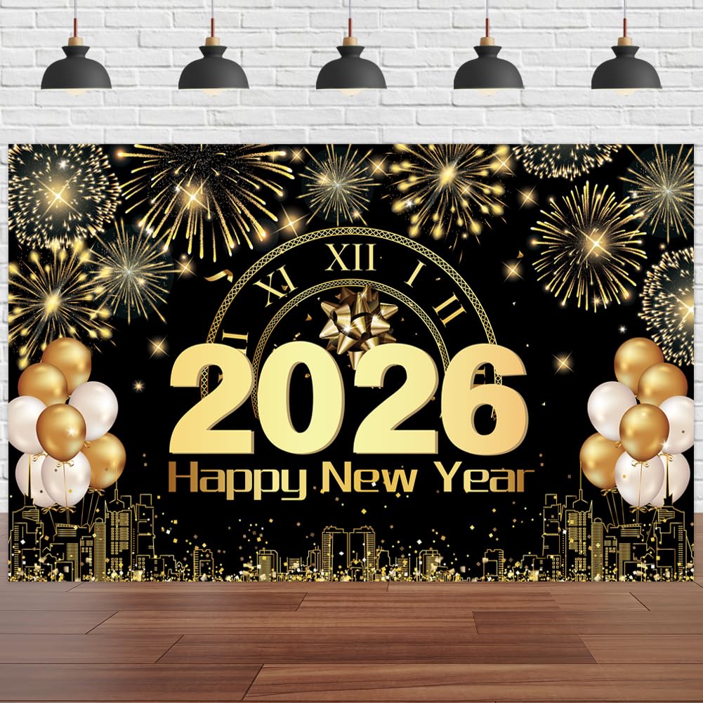 Gouden holografische Happy New Year slinger