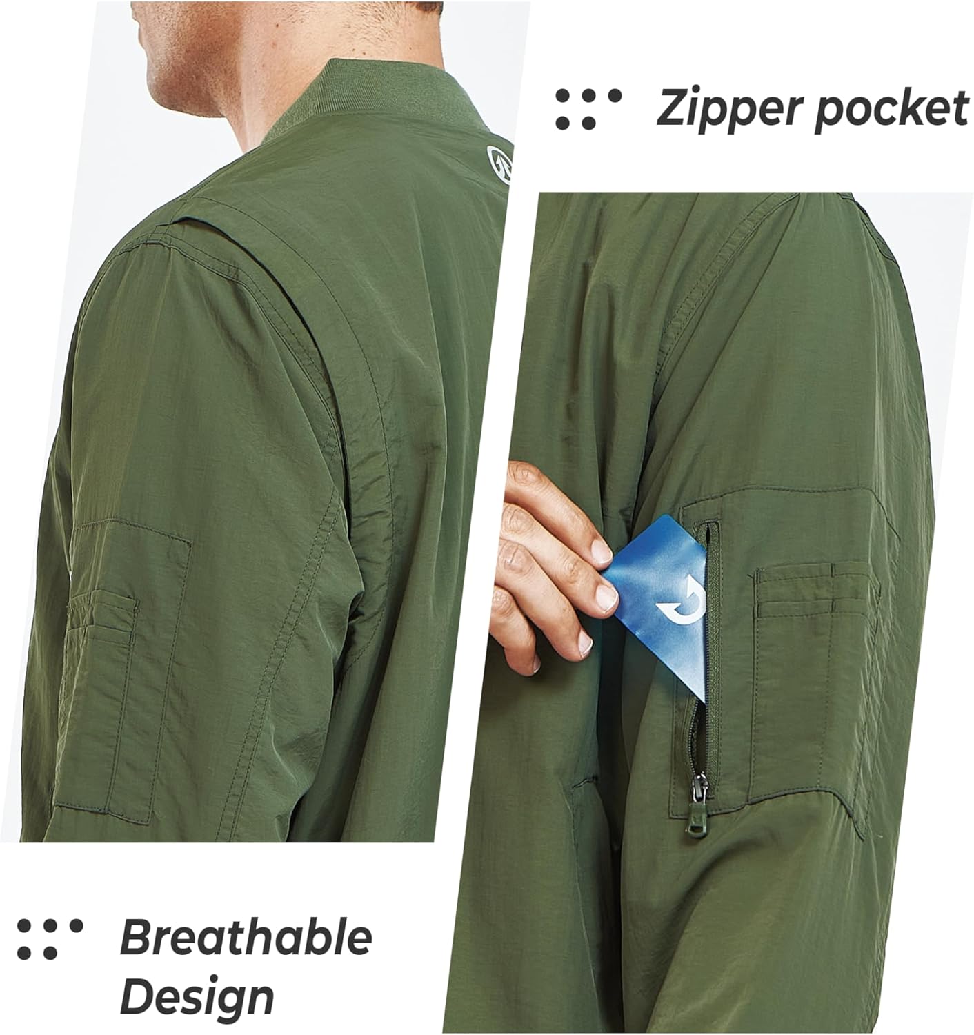 NORTHYARD Men's Bomber Jacket Lightweight Casual Windbreaker Zip Up Fashion Windproof Coat Spring Fall - Image 4