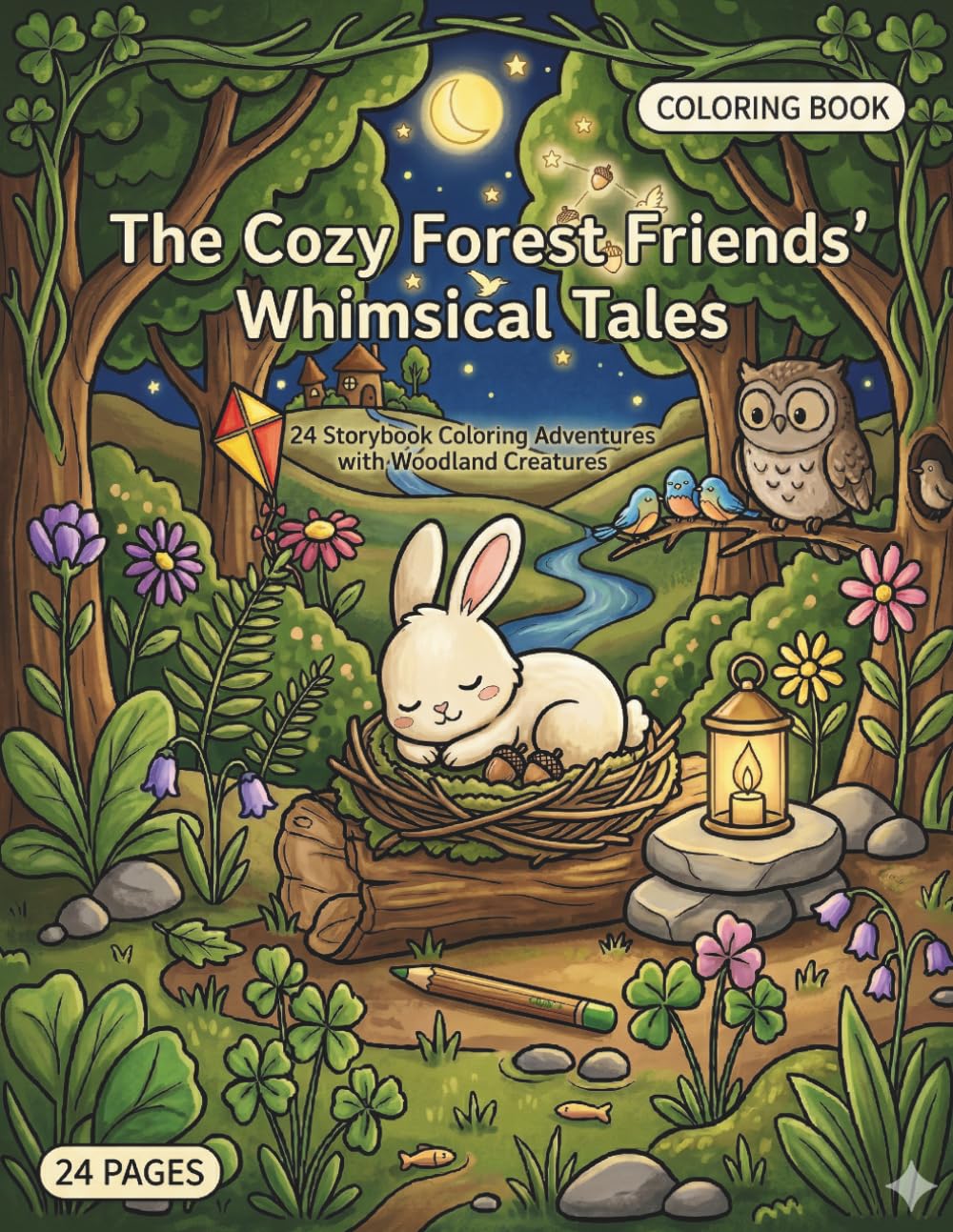 The Cozy Forest Friends' Whimsical Tales: 24 Storybook Coloring Adventures with Woodland Creatures