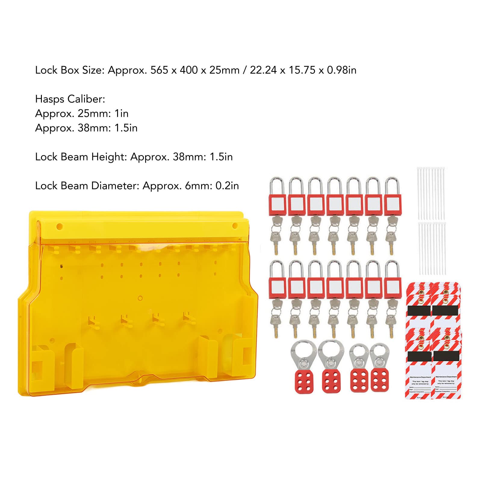 TOPINCN Kit Completo de Estación de Seguridad de Bloqueo y Etiquetado con Cerrojos para Uso Industrial, Tablero ABS Resistente de 22,24 X 15,75 Pulgadas