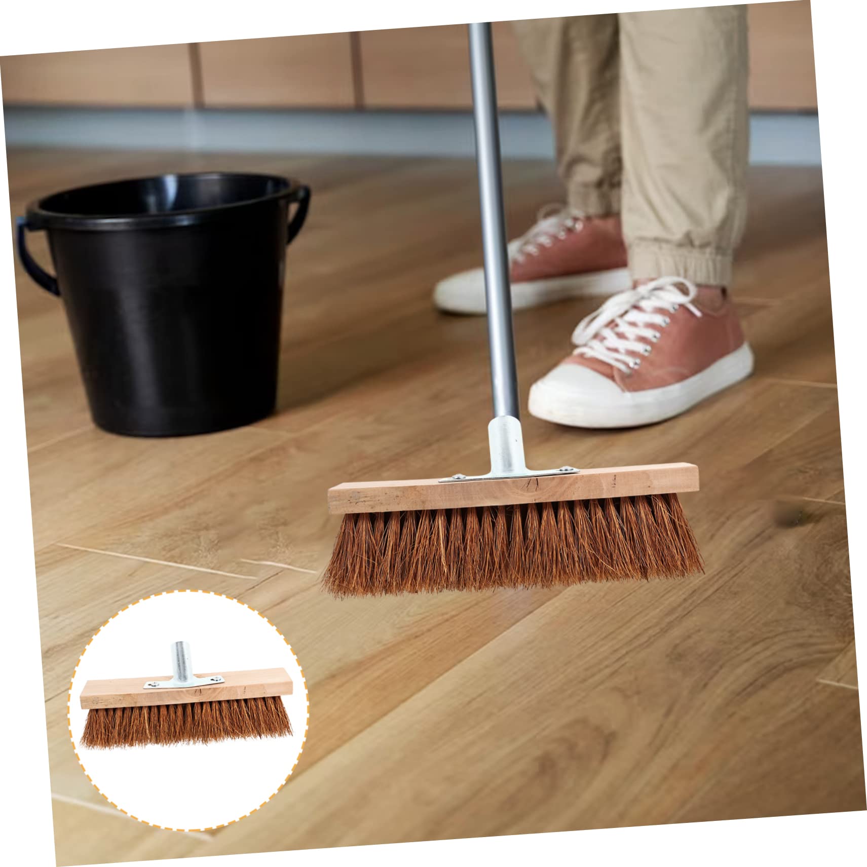 FRCOLOR Bürstenkopf für Holzfußböden mit Weichen Borsten und Eisenhalterung Einfach zu Reinigen für Küche und Zuhause