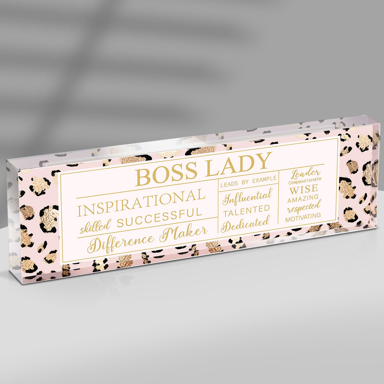 Pinkunn Boss Lady Gifts for Women Inspirational Quotes Office Gifts for Women Acrylic Boss Lady Office Decor Boss Birthday Gifts Boss Appreciation Keepsake and Paperweight for Leader (Wild Style)