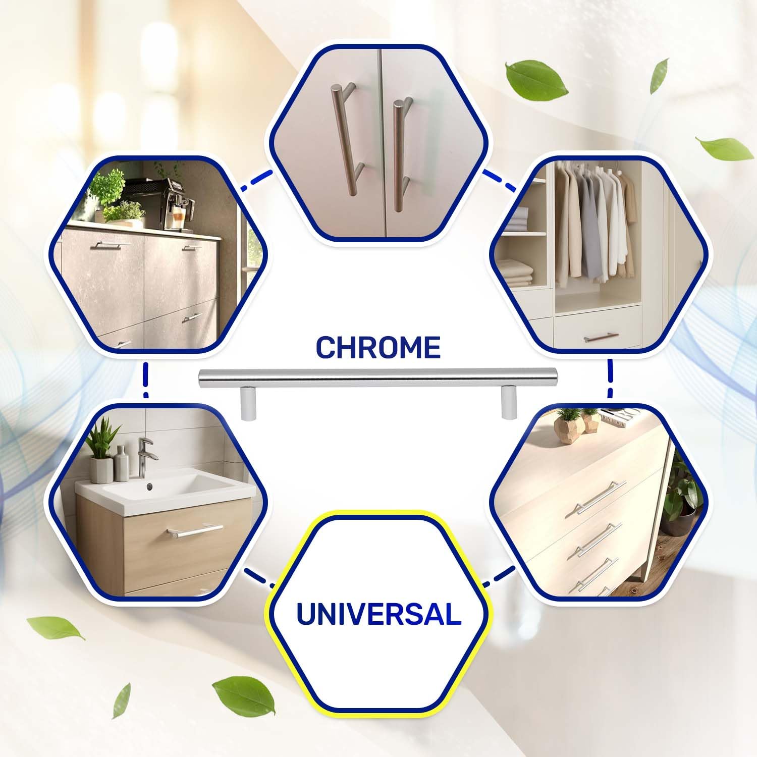 MONTERAL Kitchen Cupboard Handle 188 x H32 mm diameter 12 mm Distance Between Mounting Holes 128 mm - Image 3