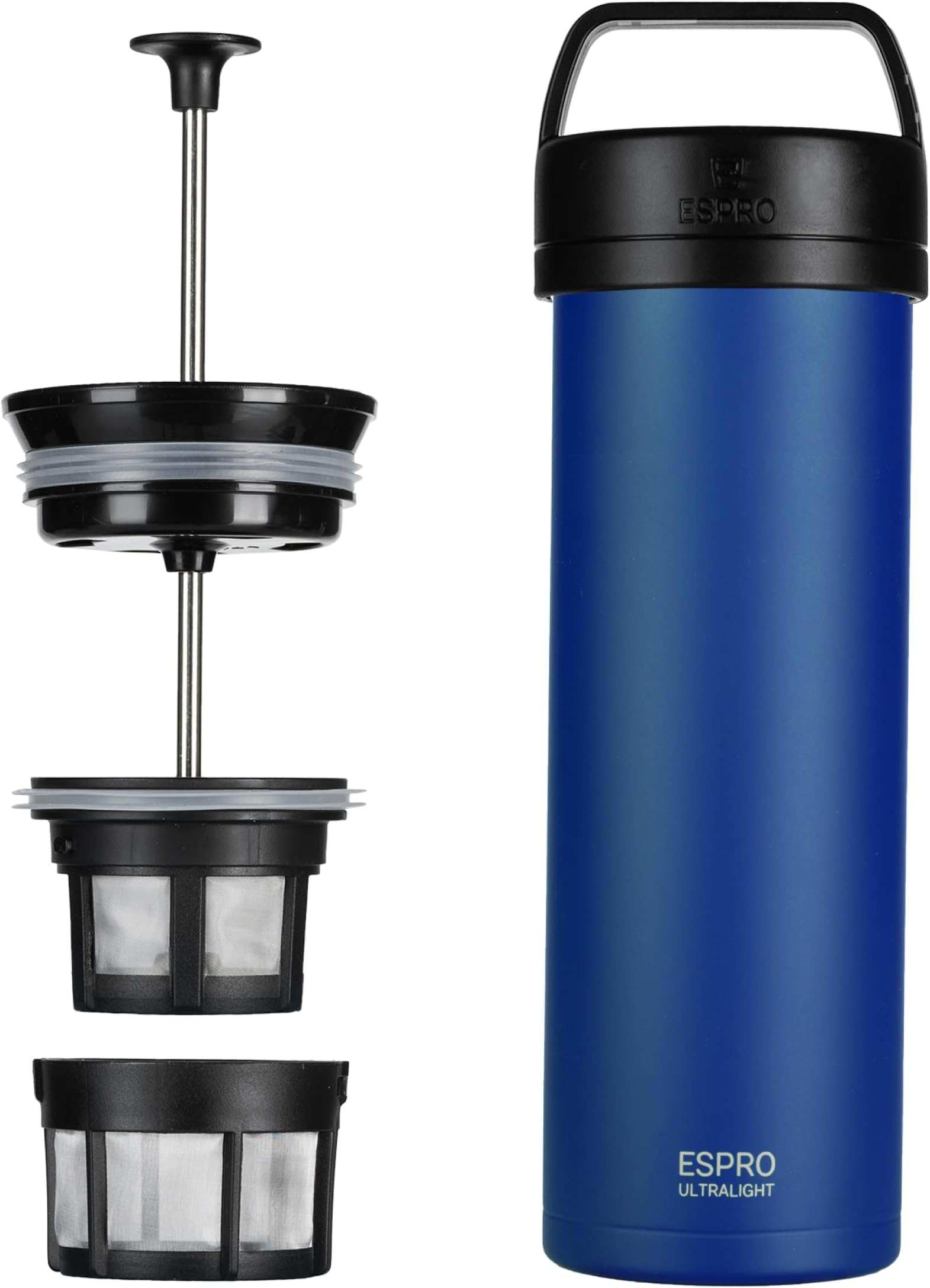 Espro Travel French Press Ultralight Mini Coffee Maker with Thermal Function, 475 ml, Blue