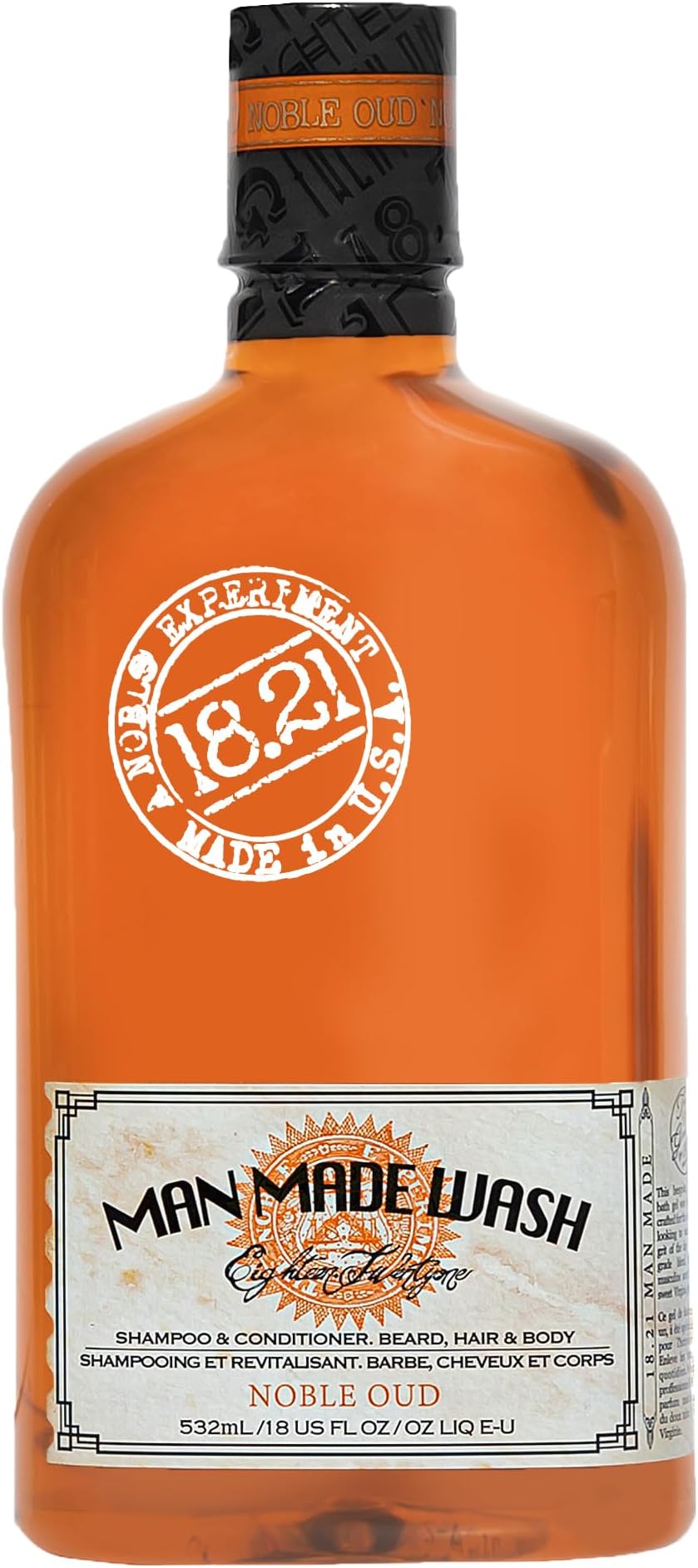 3-in-1 Body Wash, Shampoo, & Conditioner for Men, All Hair & Skin Types, Strengthens and Moisturizes in a Manly Aroma 18oz