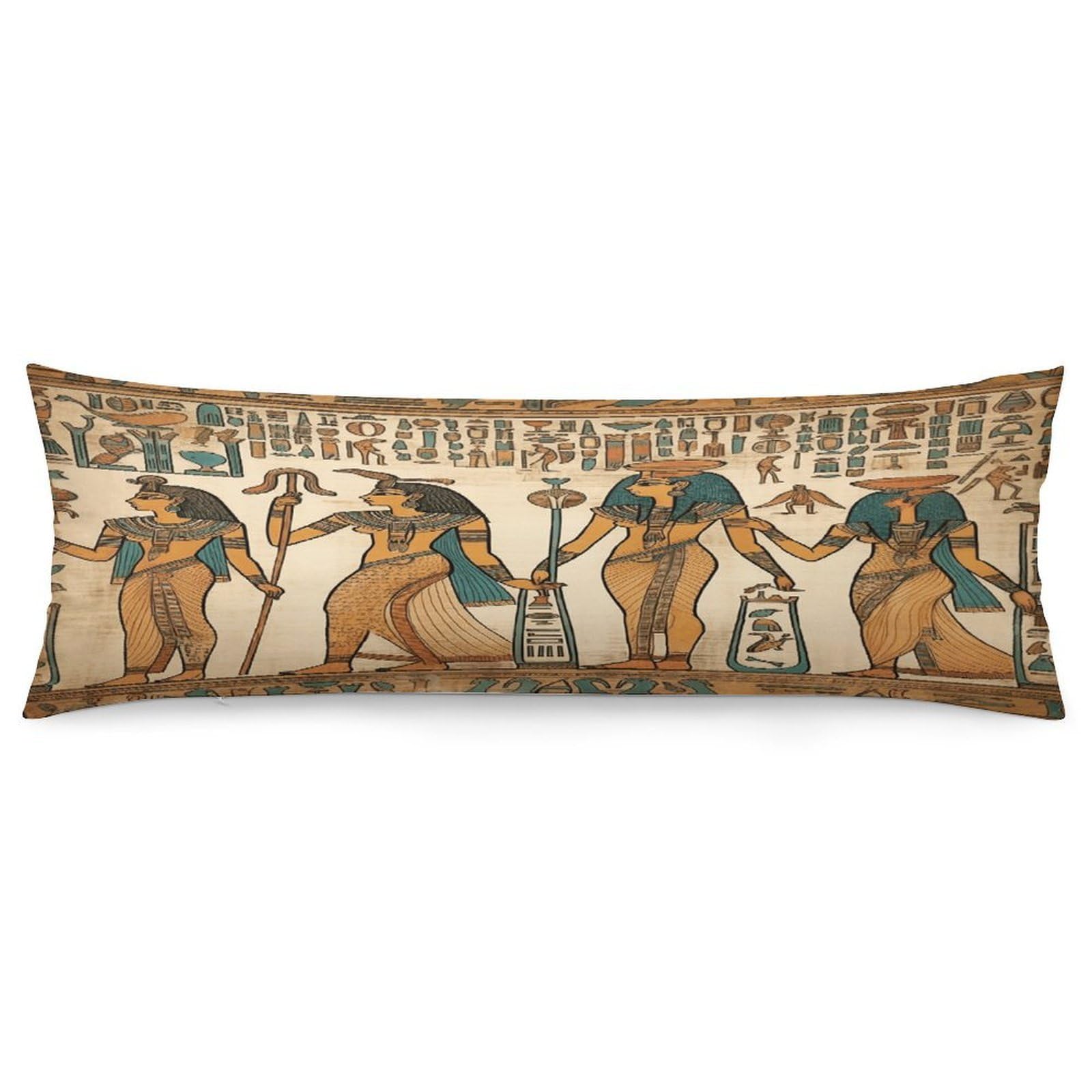 Women in Ancient Egypt Body Pillow Cover Super Soft and Cozy Body Pillowcase Long Side Hidden Zipper Pillow Cases Breathable & Cozy Pillows Case Cover for Fall Winter 19x53 in