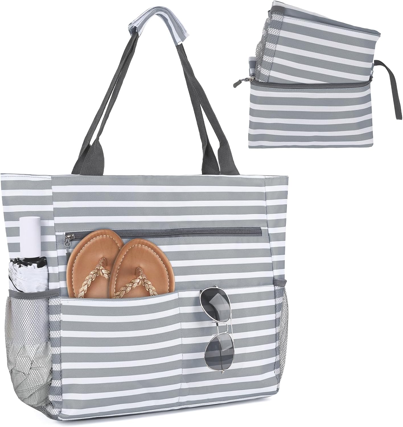 35L Strandtasche XXL Familie mit Reißverschluss