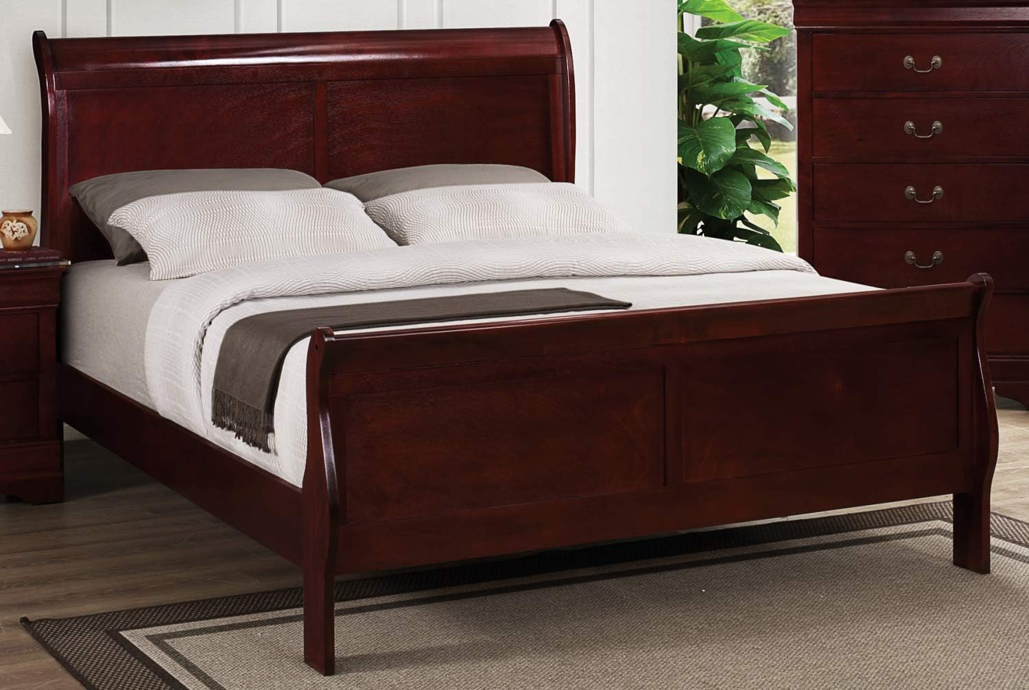 Bernards Chablis Cherry Sleigh Bed, Queen,