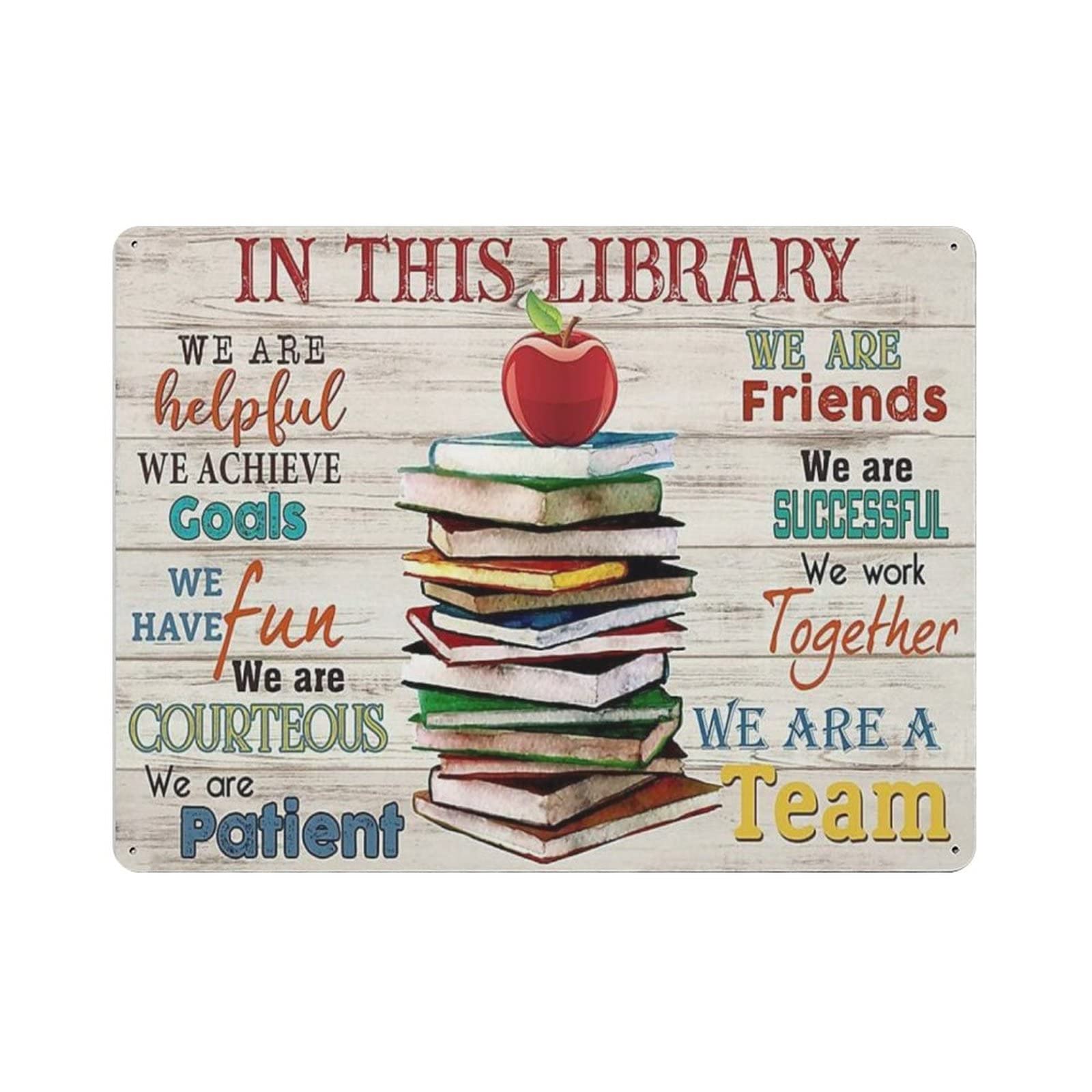 AOOEDM in This Library Vintage Metal Tin Sign for Home Coffee Shop Office Wall Art Metal Poster Garage Decor Man Cave Sign Inspirational Quote Wall Decor