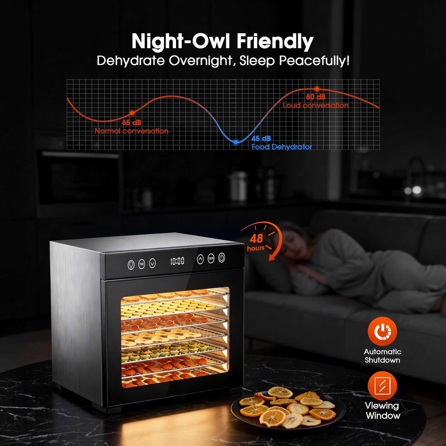 Upgraded Food Dehydrator Machine, 650W Powerful Dehydrator with 8 Stainless Steel Trays & Interior Light, Adjustable Timer and Temperature for Jerky, Fruits, Herbs, Dog Treats