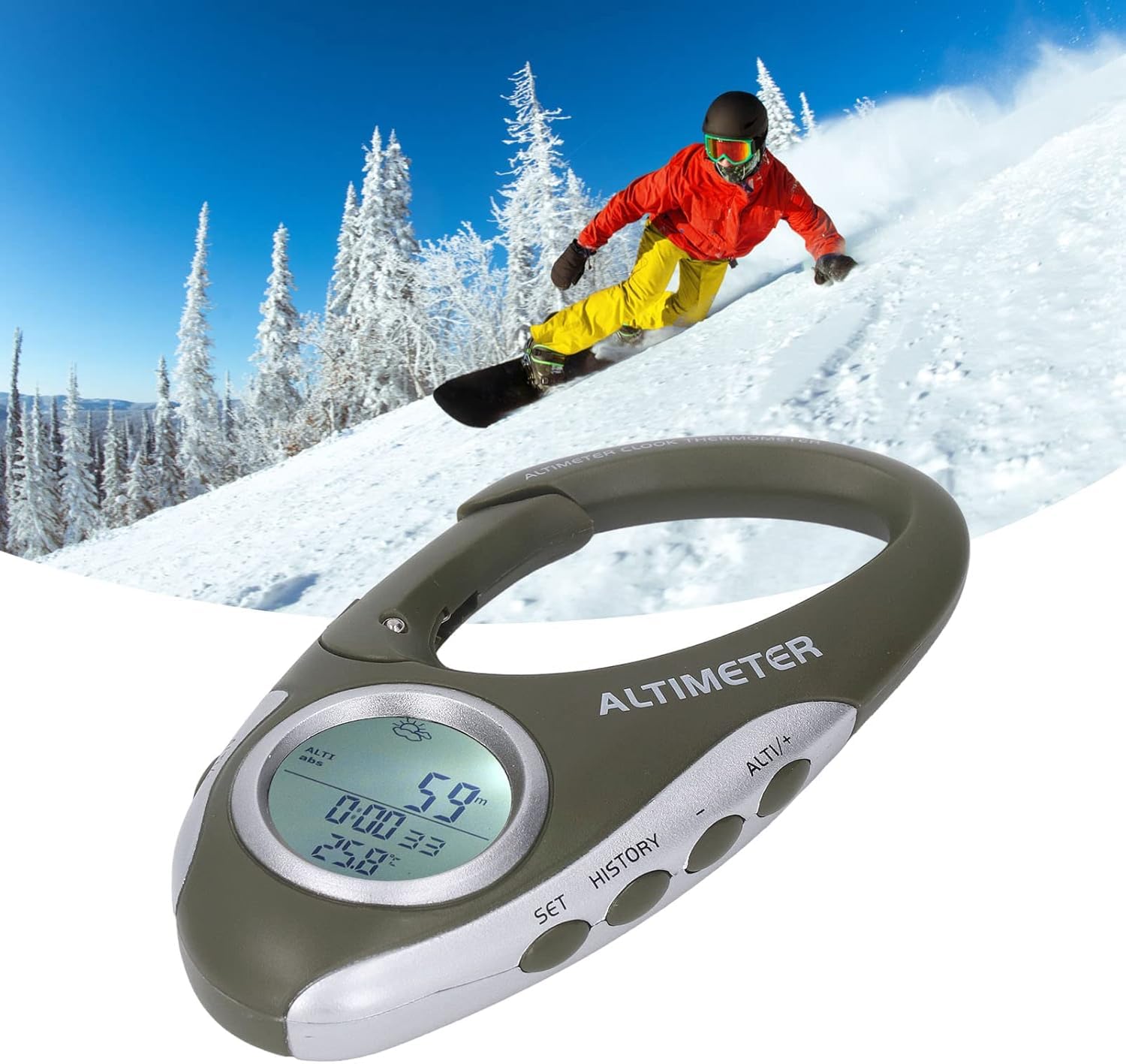 Baromètre altimètre numérique multifonctionnel avec boîtier ABS rétroéclairé pour escalade camping sports de plein air