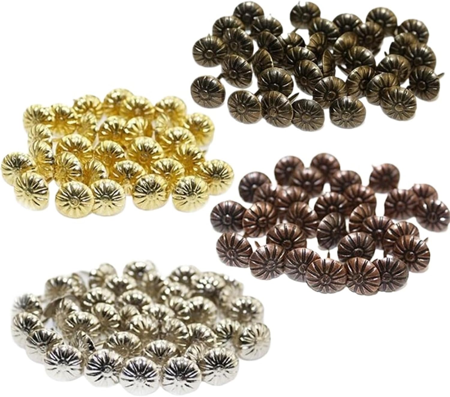 Furniture Tacks 600Pcs Antique Furniture Decorative Nails Assortment Kit 11mm/0.43'' Upholstery Tacks Doornail Hardware(Gold)