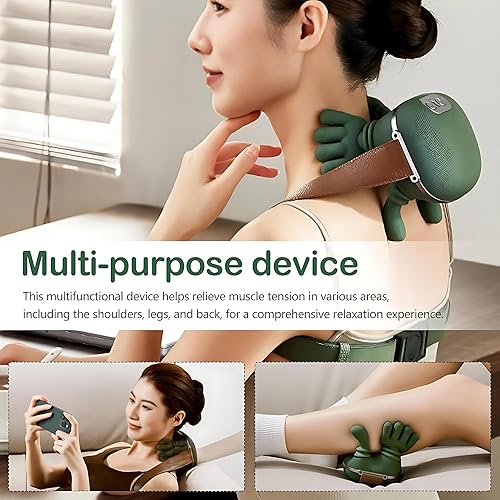 Miniatura 6 de Masajeador de cuello con manos para cuello y espalda con amasado y calefacción 4D, alivio eléctrico del dolor de tejido profundo, diseño simulado de