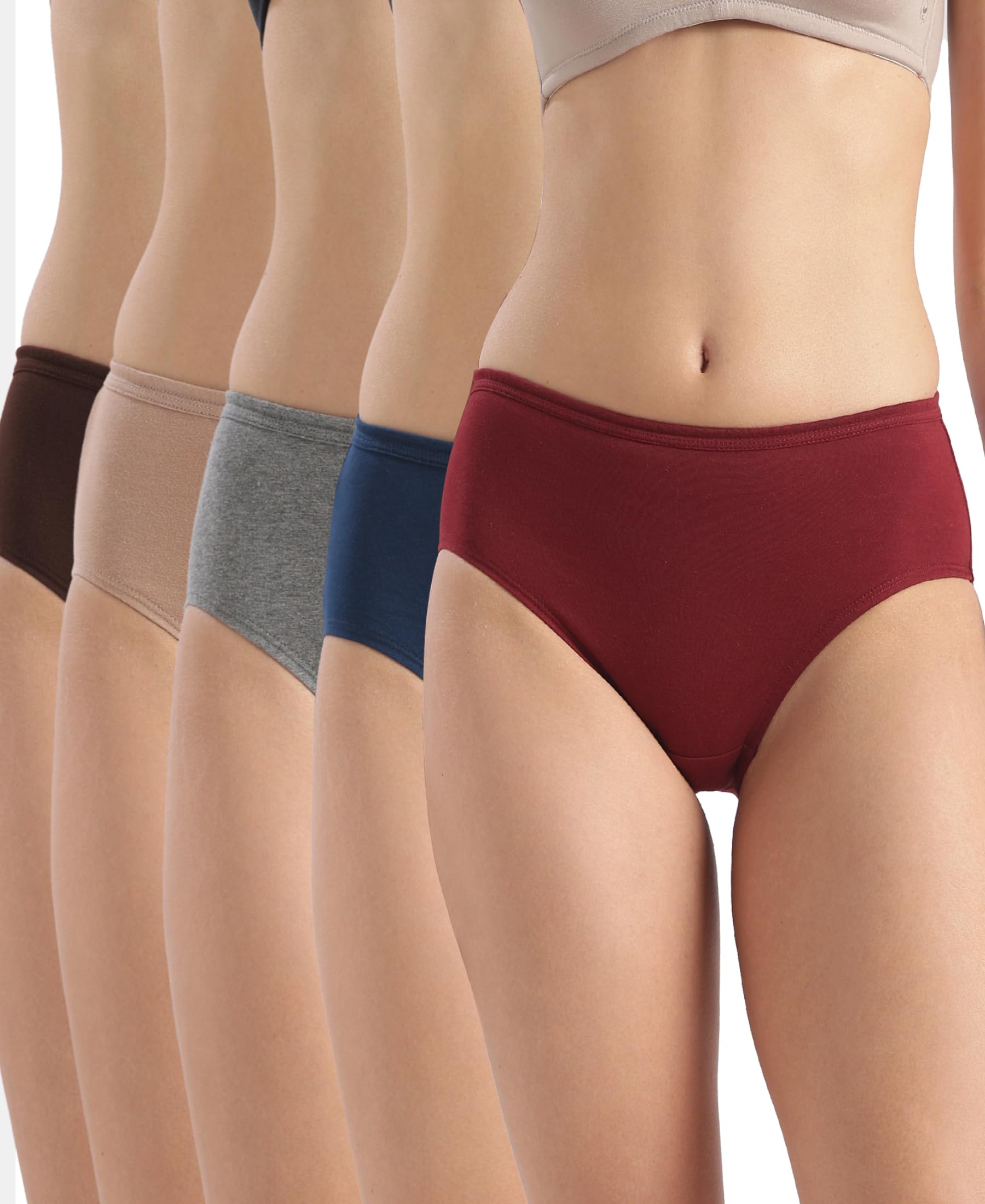 1406 Women's High Coverage Super Combed Cotton Hipster with Concealed Waistband and StayFresh Treatment (Pack of 5)_Dark Assorted_M-image-16