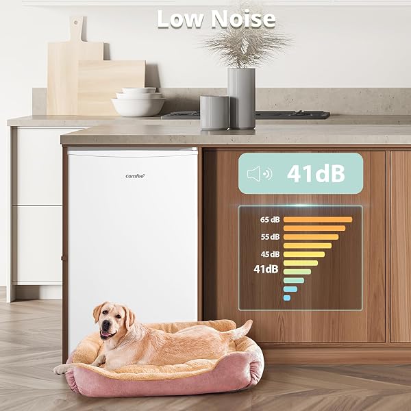 COMFEE' RCU60WH2(E) 60L Freestanding Under Counter Upright Freezer, 4-Star Freezer up to -24°C, 3 Storage Compartmen, Adjustable Thermostat, Reversible Door, White - 3