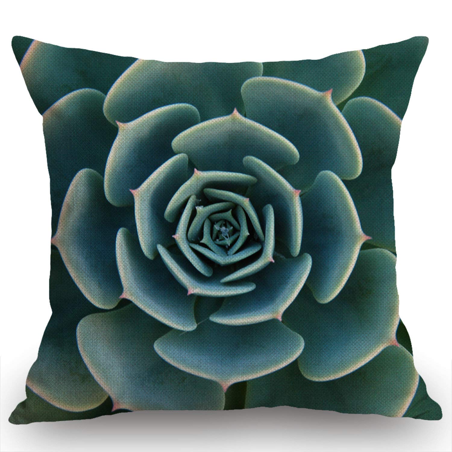 Funda de cojín de lino de algodón con plantas suculentas de aloe verde, decoración para el hogar, oficina, para sofá, sala de estar, cuadrada, 18 x 18 pulgadas