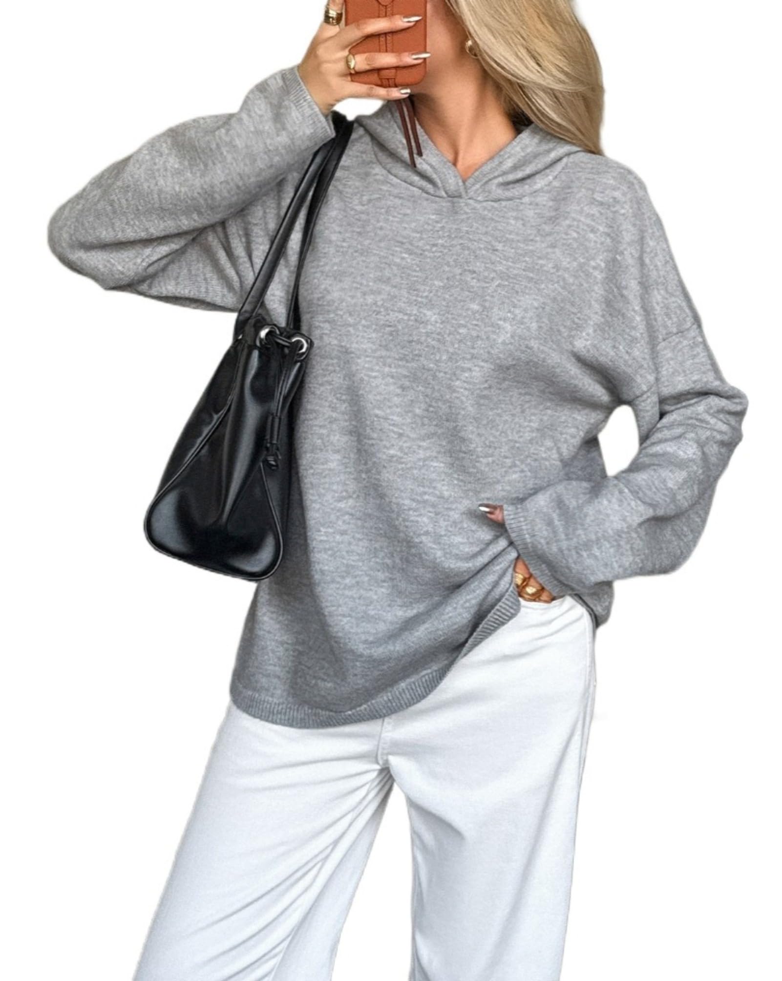 Womens Oversized Hoodies Sweaters Long Sleeve Casual Knit Pullover Sweatshirts Tops 2026 Fall Fashion Y2k Clothes