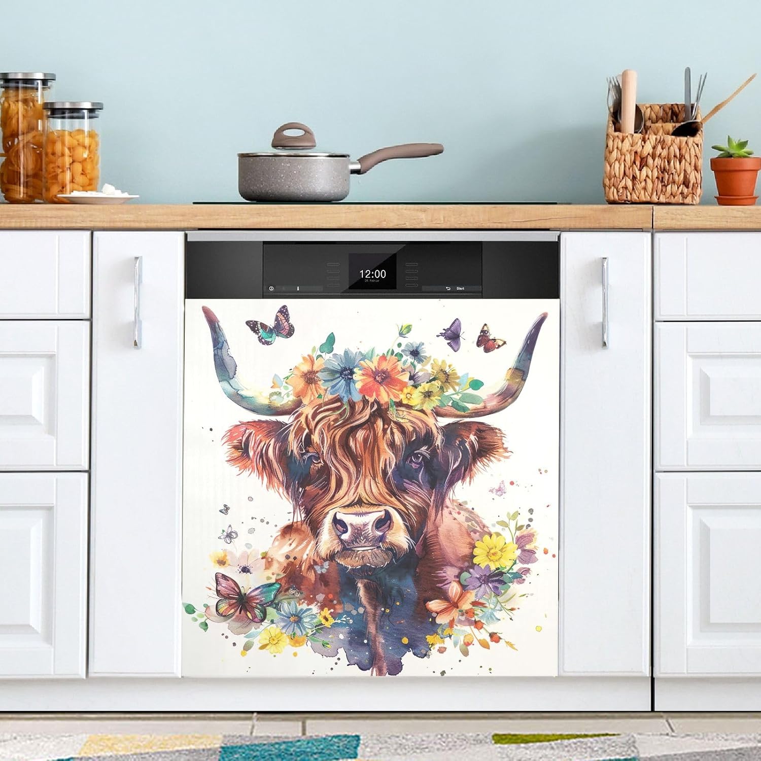 Gothic Skull Magnet Dishwasher Cover Decorative, Farmhouse Refrigerator Magnetic Decals Fridge Door Cover Sheet Sticker 23" x 26"