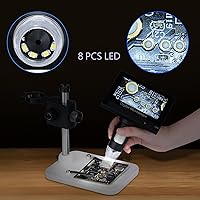 Vista 4 de Microscopio de moneda, microscopio de monedas de 4.3 pulgadas, microscopio digital LCD de 4.3 pulgadas, 1000x, lupa de monedas con 8 luces LED