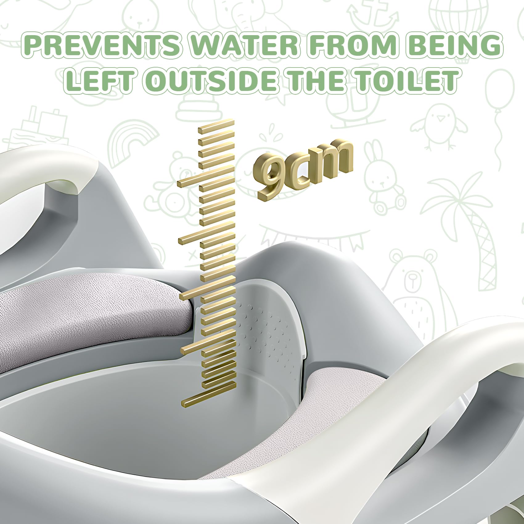 Riduttore Wc Bambini, Sedile Rialzato Regolabile in Altezza per Uomini e Donne, Bidet per Wc Antiscivolo e Scaletta per Spruzzi D'acqua
