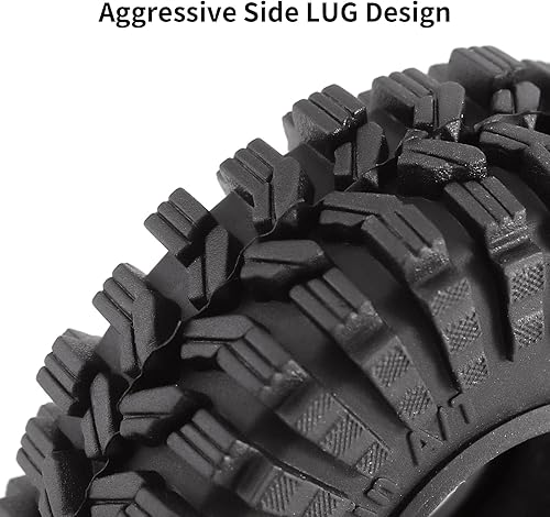 Vista 18 de INJORA 1.0 Beadlock - Juego de neumáticos de rueda de desplazamiento de 0.149 in para 1/18 1/24 RC Crawler Car Axial AX24 SCX24 FMS FCX24 TRX4M, gris