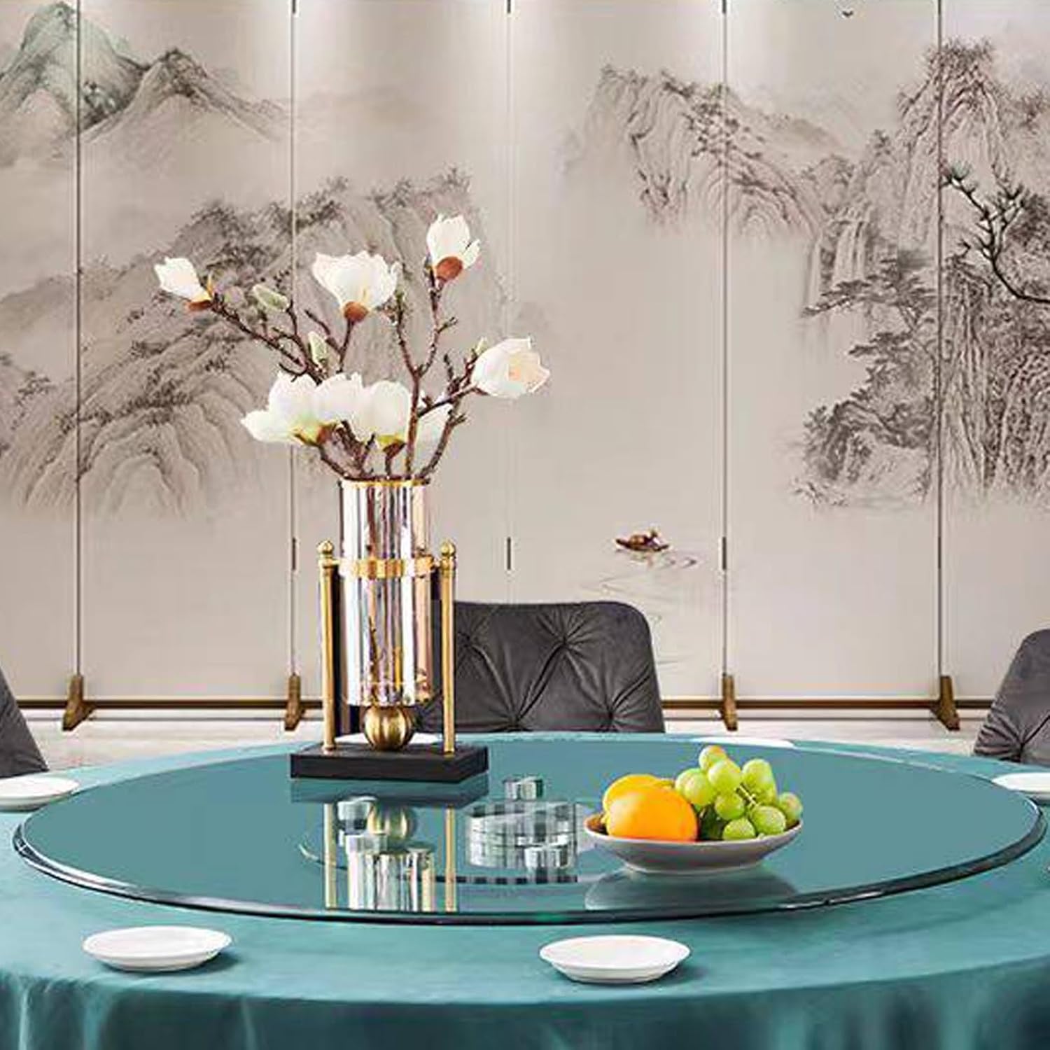 Clear Tempered Glass Table Top, 38cm-50cm-58cm-60cm-70cm, Round Glass Table Top, Anti Slip Pads, Bevel Premium Round Circular Plate Glass(5OCM(19.6IN))