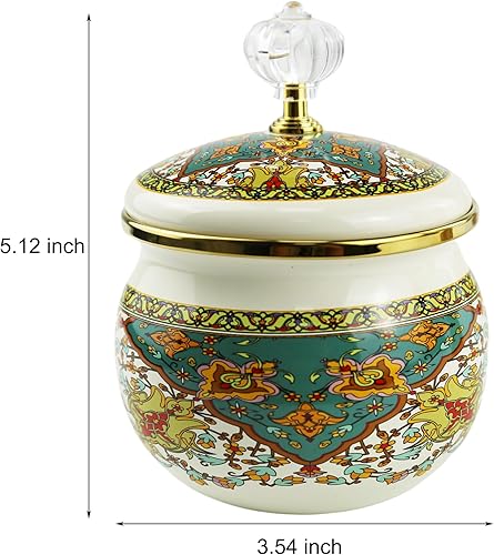 Miniatura 6 de Azucarero esmaltado floral dorado étnico tarro de condimento vintage para té, caja de especias, recipiente de almacenamiento de dulces retro para