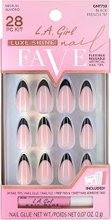 Luxe Shine Nail Fave Nail Tips, Black French GNT730G
