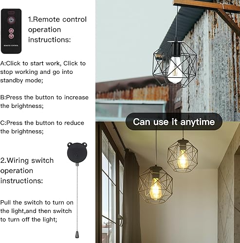 Miniatura 6 de Luces colgantes solares para exteriores, luz de cobertizo alimentada por energía solar, luces solares para exteriores, luces solares para interiores