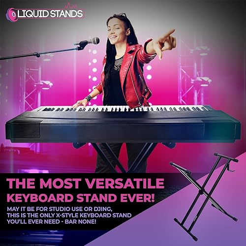 Miniatura 6 de Liquid Stands Soporte para teclado de piano, estilo X, ajustable y portátil, resistente para niños y adultos, se adapta a pianos eléctricos de 54,