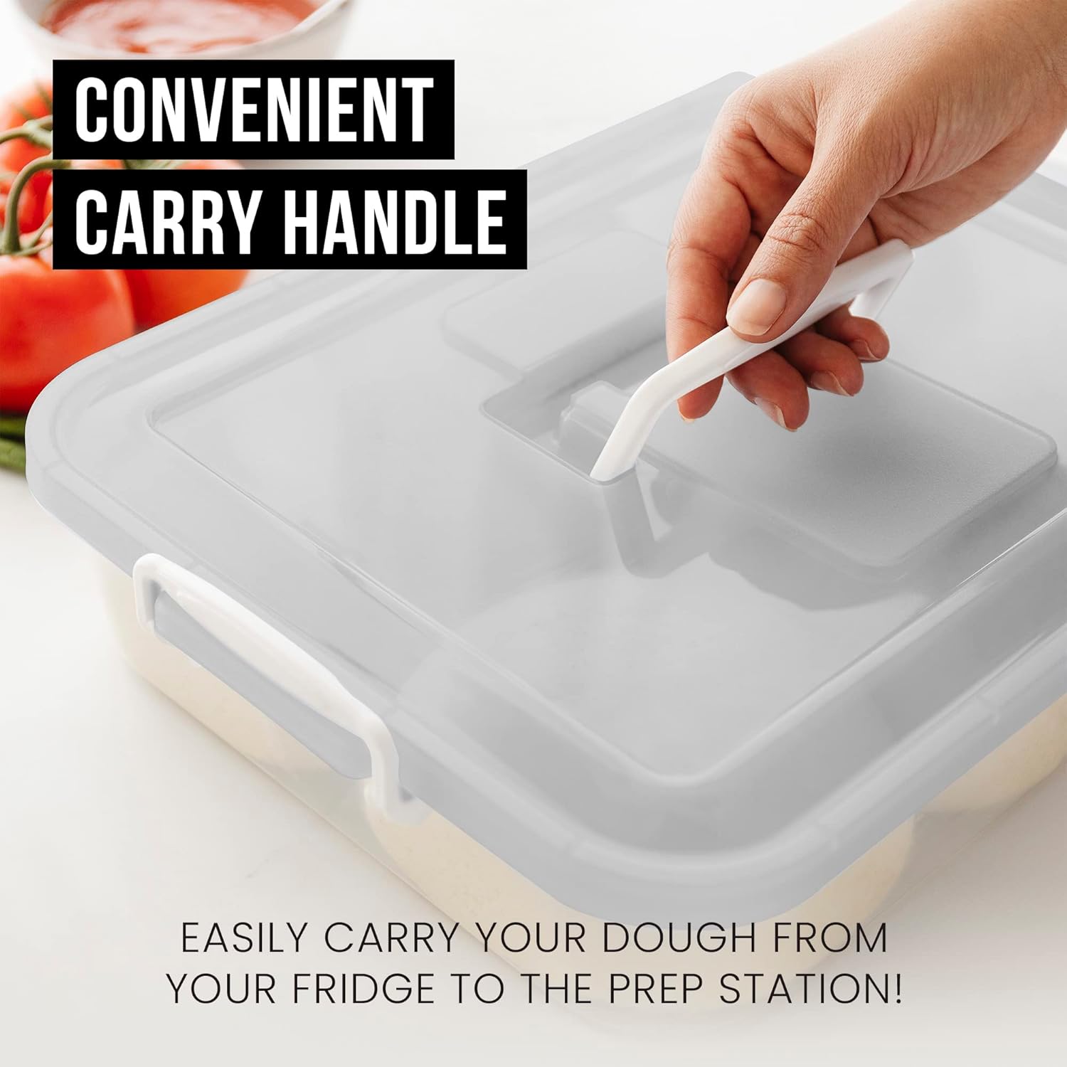 Chef Pomodoro Dough Making Bundle - 6-Inch Bench Scraper for Baking and 14 x 11 Grey Pizza Dough Proofing Box with Convenient Carry Handle